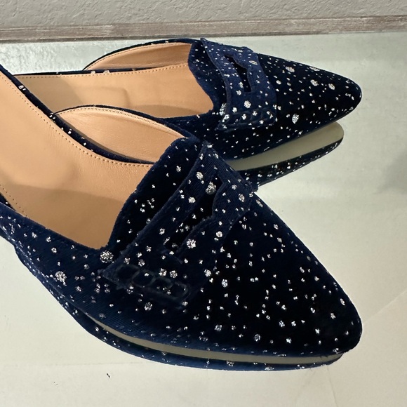 J CREW Glitter Sparkle Flats Loafer Mules 8.5 - Picture 10 of 11